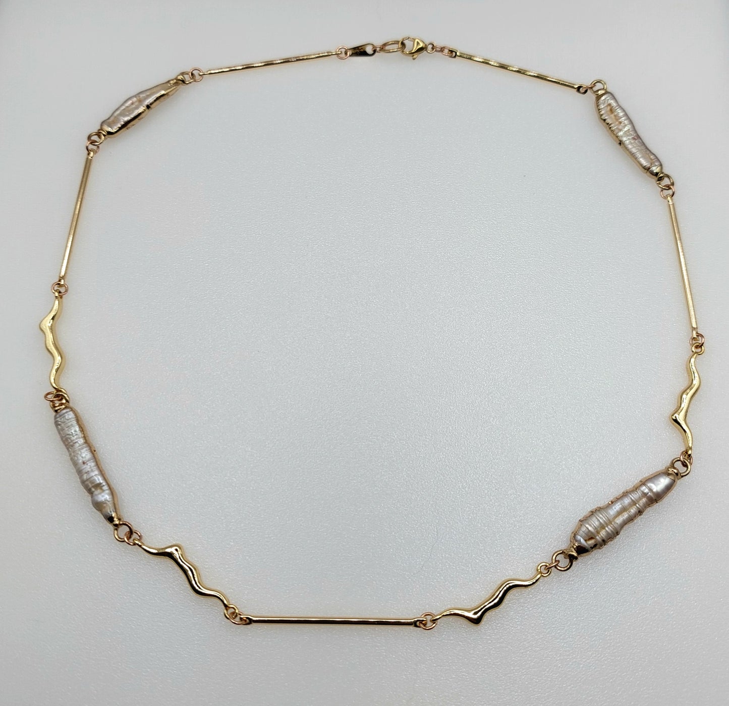 Mother of Pearl & Gold Bar Necklace