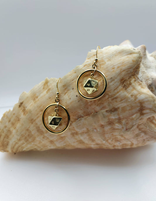 D20 Gold Earrings