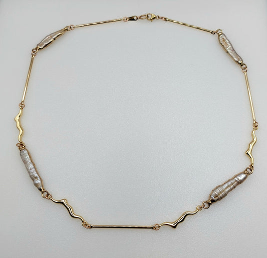 Mother of Pearl & Gold Bar Necklace