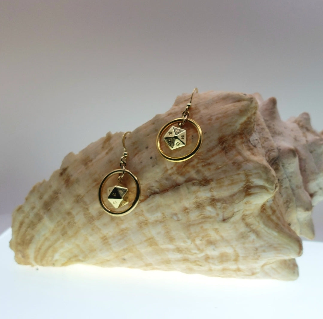 D20 Gold Earrings